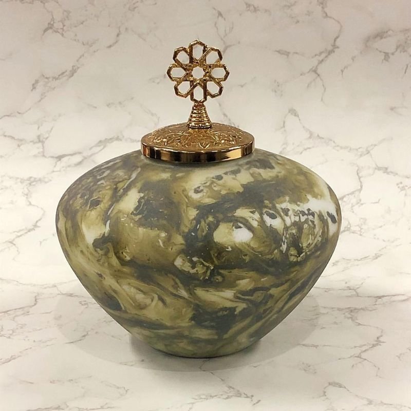 DECORATIVE JAR W/EMBOSSED LID