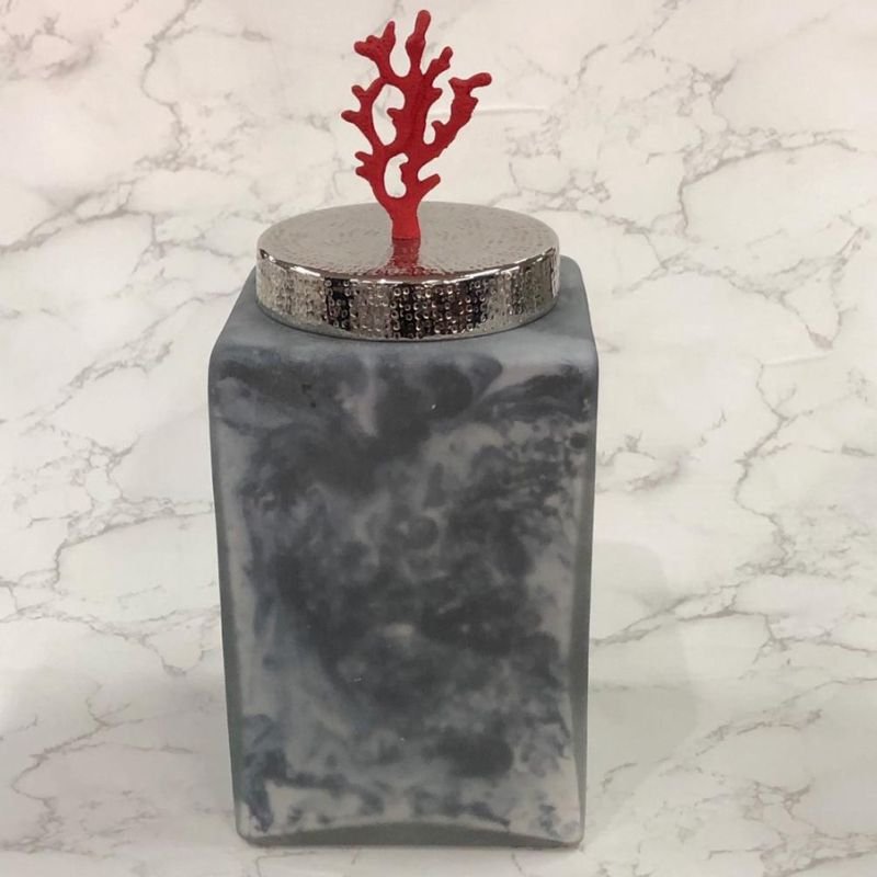 DECORATIVE JAR W/CORAL KNOB